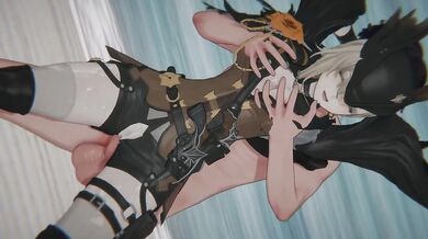 Girl's Frontline 2 Exilium Sextans mind erased in hardcore POV double penetration