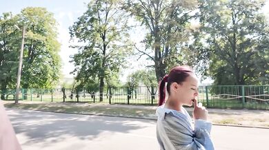 Public anal gape choked with cum dripping ass in the park