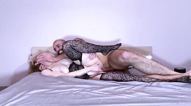 Mature anal creampie with petite blonde milf submissive wife