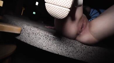 Hard security fucks cherry white pussy in risky public