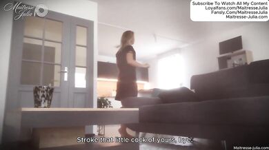 POV Mistress Julia destroys your face in her black pantyhose jerk off lesson