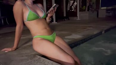 Neighbor invites me to his pool he gets horny and I fuck him hard till white cum drips down my panties