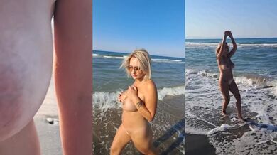 Milf italiana si spoglia nuda al mare e mostra tutto in pubblico