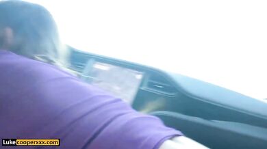 Petite Amateur Gets Ridden Hard in Tesla With Big Dick Stepsis