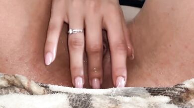 Blonde fitness girl's gaping cunt takes hard cum on big tits