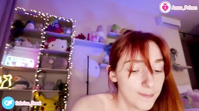 Tiny red hot teen strips naked teasing with tattooed ass twerking in stockings