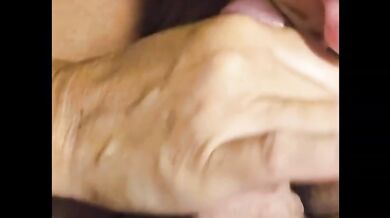 MILF grabs dick hard until Cialis cum gushes down her throat
