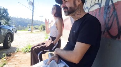 Risky public blowjob with desperate slut at bus stop creampie heaven