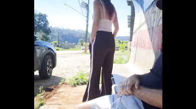 Risky public blowjob with desperate slut at bus stop creampie heaven