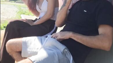 Risky public blowjob with desperate slut at bus stop creampie heaven