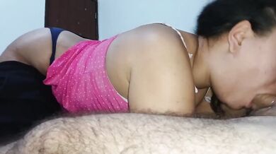 Latina ruined her throat with sloppy spit deepthroat gagging thick cock
