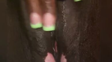 Do you like my nails Her wet black pussy squirts all over