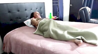 Hardcore striptease tease and huge cock handjob wrecked by loud moaning