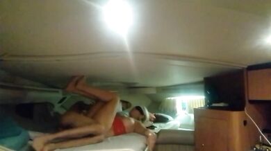 Inês big tits blonde fucking on boat raw cumshot