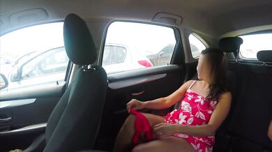 Insane hot brunette deepthroats in car teases then swallows everything Part 3
