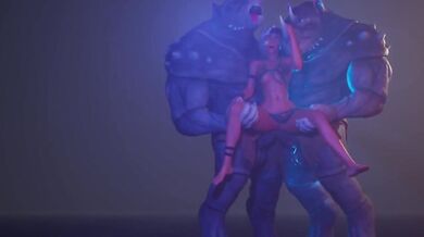 Double Anal Beast Humpers Stuff Her Furry Threesome Rough Monster Sex