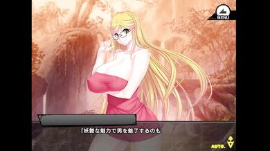 Blonde titfuck in hentai game ruined by old HR
