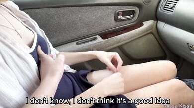 Tight blonde gets fucked raw in car until she screams climax while strangers watch