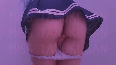 Schoolgirl strips in hotel hallway stroking her tight virgin pussy raw