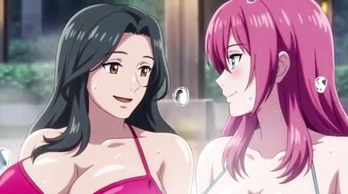 Two lesbian girls soaking in steaming baths then pulsing apart leaking lewd squirts Hentai