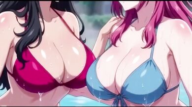 Two lesbian girls soaking in steaming baths then pulsing apart leaking lewd squirts Hentai