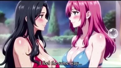 Two lesbian girls soaking in steaming baths then pulsing apart leaking lewd squirts Hentai