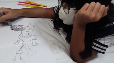 Japanese college girl with big tits masturbates with vibrator