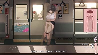 Hentai Pixel Game big boobs busty babe gets fucked raw in sex train