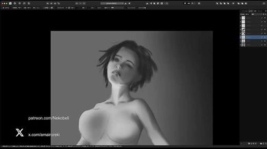 Gokuraku gorgeously gushed artist dildo drawing