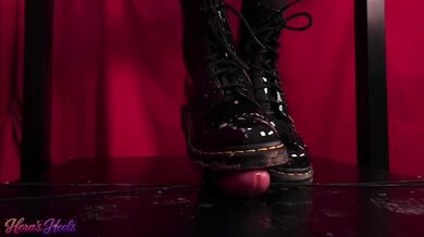 POV Bootjob in Muddy Doc Martens Double Cumshot Cock Trample Femdom CBT Slow Motion Replay