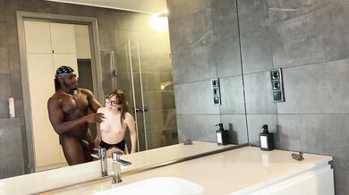 Petite brunette submits to brutal pussy licking and monster creampie