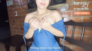 My trainer gets hard watching me my big Colombian ass gets creampie while sucking his big dick