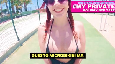 Italian big tits POV fucks dirty blonde in bikini squirt gag