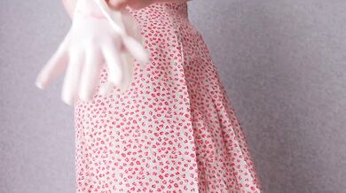 Worship my little ass teasing in gloves and oil dress cute girl hairy pussy close up