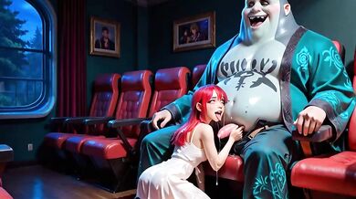 She Wanted a Movie Night but Got Her Dress Ruined by a Big Load on Her Lap