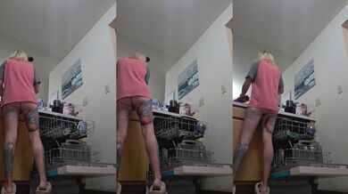 Naked cleaning lady gets ass pounded while scrubbing floors
