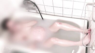 Huge pregnant MILF Lily Corinth milk bathtub massage ruined by gushing cumshot on belly