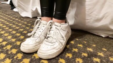 On your knees freak Air one POV femdom lesbian foot worship sneakers