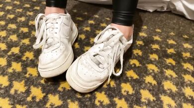 On your knees freak Air one POV femdom lesbian foot worship sneakers