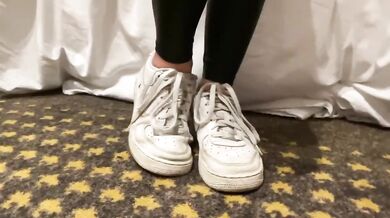 On your knees freak Air one POV femdom lesbian foot worship sneakers