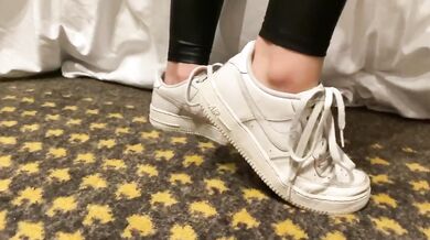 On your knees freak Air one POV femdom lesbian foot worship sneakers