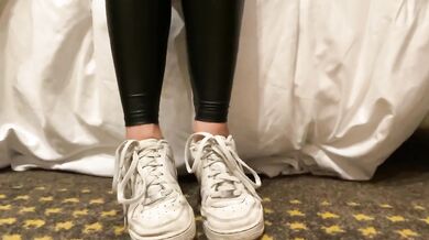 On your knees freak Air one POV femdom lesbian foot worship sneakers
