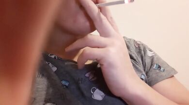 Blonde smokes deep destroys POV mouth with filthy fetish