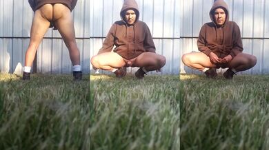 Latina caught masturbating in open patio fetiche solo