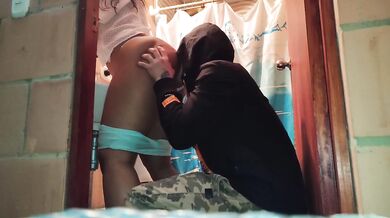 My stepbrother spies on me in the bathroom he sucks my ass and fucks me hard good anal