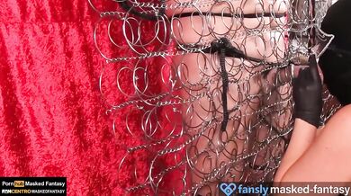 Tied and milked in steel springs brutal femdom slave tormented to orgasm