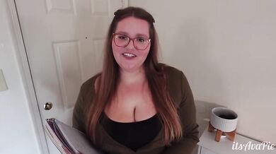 BBW tutor POV blowjob and sex chubby milf chokes sloppy good boy