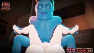 Blue alien fucks woman raw in the toilet
