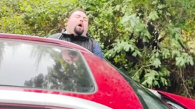 Stepdad deep throat swallow cumshot in his car my hot secret