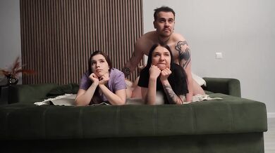Russian sex with pink pussy and natural tits blown by 2 girls